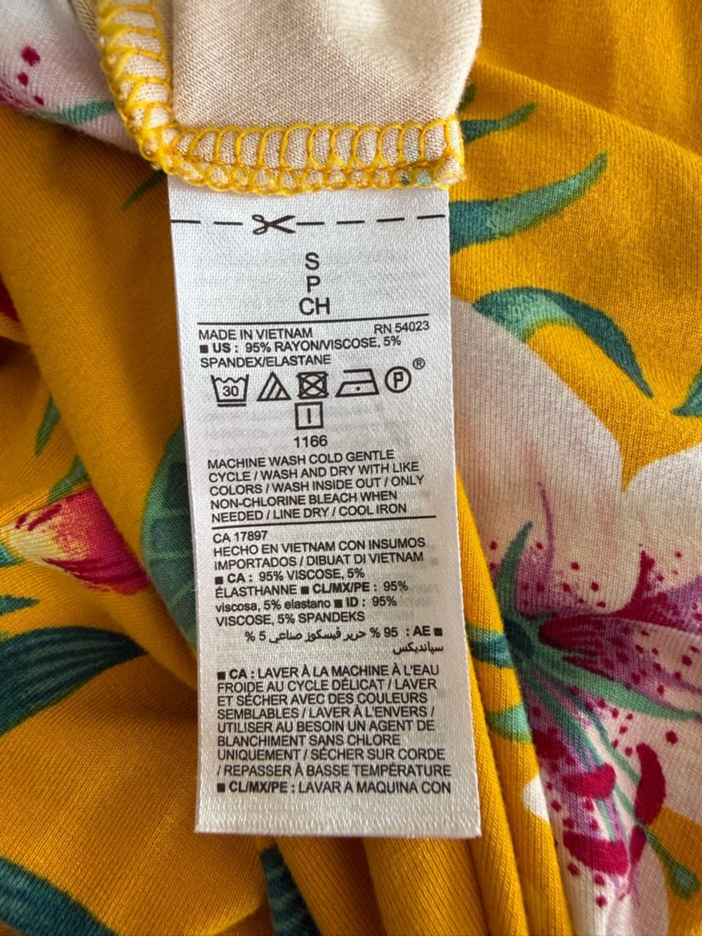 Old Navy Mustard Floral Sleeveless Swing Dress Tropical Boho Summer Mini Size S - Picture 7 of 12